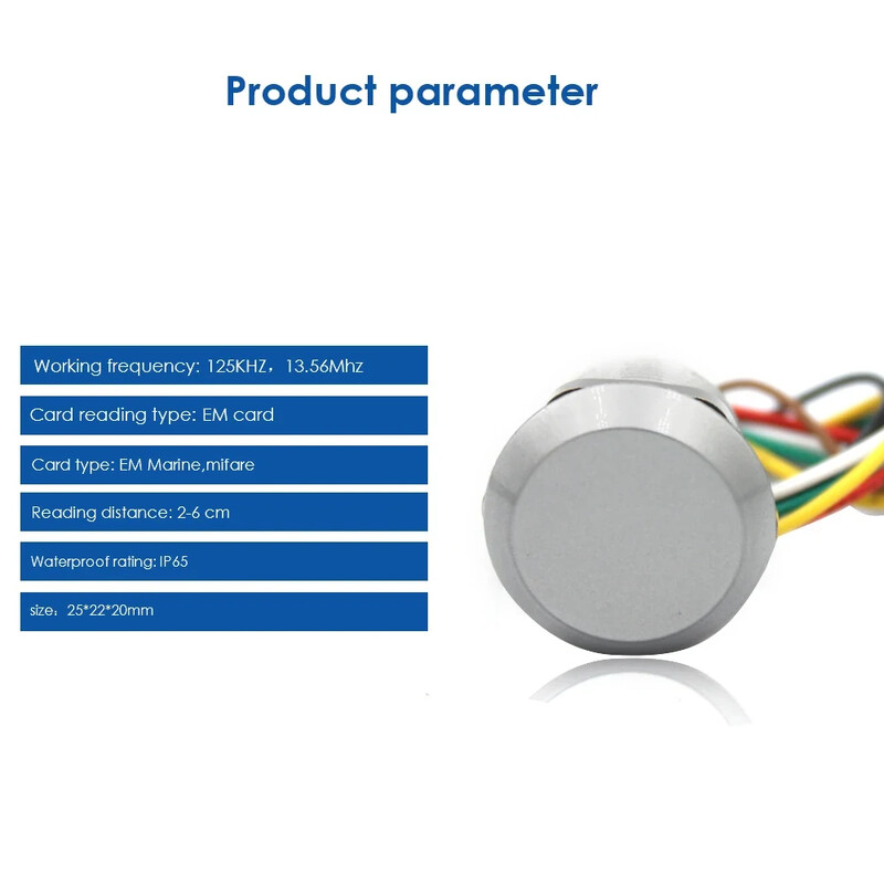 Piekļuves kontroles mini lasītājs IP65 Ūdensizturīgs RFID 125Khz 13.56Mhz mazākais karšu skeneris WG26/34 izvades Wiegand mikro karšu lasītājs
