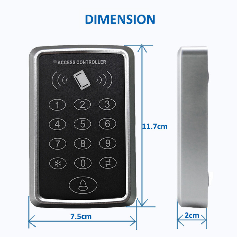 125KHz RFID prieigos valdymo klaviatūra EM kortelių skaitytuvas 1000 vartotojų Durų prieigos valdiklio sistema Durų užrakto atidarytuvo klaviatūros sistema