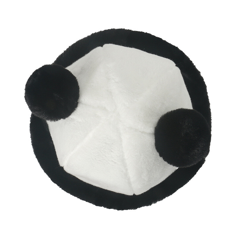 Divat Őszi Téli Szőrme Panama Vödörsapka Panda Fülgolyó Plüss Halászsapka Puha Meleg Vastag Medence Kalap Védő Vödörsapkák