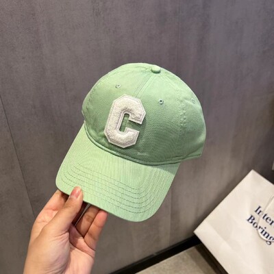 Φθορίζον κίτρινο καπέλο πάπιας με γράμμα C μόδας καπέλο χιπ χοπ casual καπέλο Κορεατικό μινιμαλιστικό καπέλο μπέιζμπολ με σκίαστρα