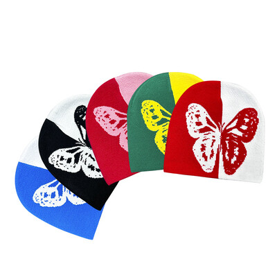 Uus mood Kootud Beanies Müts kahevärviline Liblikas Talvine Soe Suusamütsid Skullies Mütsid Pehme Elastne Müts Sport Kapott Mehed Naised Ha