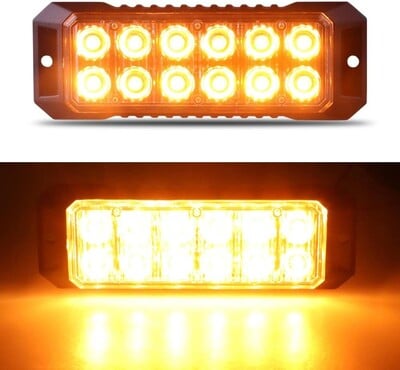 Nové 12-LED blikajúce stroboskopické svetlo pre nákladné vozidlá 12-24V, LED mini mriežka, núdzový maják, výstražné svetlá