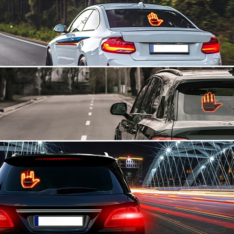 Smiješno automobilsko svjetlo za prste s daljinskim upravljačem Znakovi bijesa na cesti Svjetlo za geste srednjeg prsta Jantarno svjetlo za upozorenje za prste Dodaci za automobil