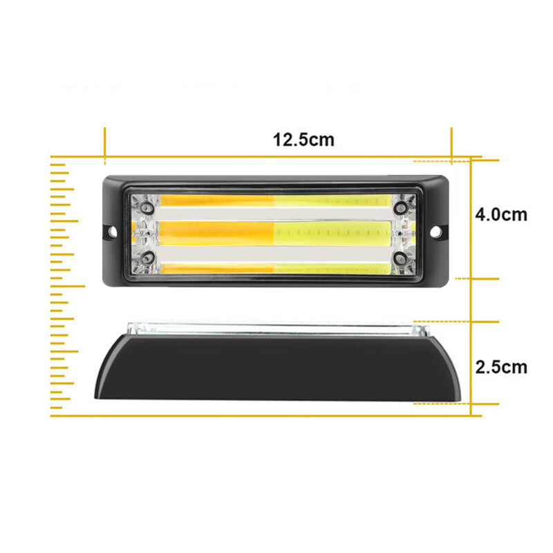 12V 24V sunkvežimio LED blykstelėjusi avarinė lemputė COB automobilio priekinės grotelės, įspėjamoji lemputė, pavojaus blykstės juosta ugniagesių sunkvežimių policijos mirksinti