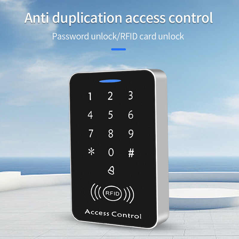 Atsevišķa 125 Khz pretkopēšanas piekļuves kontroles skārientaustiņu nospiešanas tastatūra un īpašas pretkopēšanas RFID kartes durvju bloķēšanas sistēmai