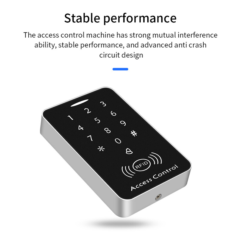 Atsevišķa 125 Khz pretkopēšanas piekļuves kontroles skārientaustiņu nospiešanas tastatūra un īpašas pretkopēšanas RFID kartes durvju bloķēšanas sistēmai