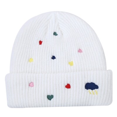 InsStyle Hímzős Szíves Beanie Hat Pépességálló Puha Koponya Kalap síeléshez