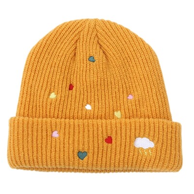 InsStyle Hímzős Szíves Beanie Hat Pépességálló Puha Koponya Kalap síeléshez