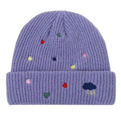 InsStyle Hímzős Szíves Beanie Hat Pépességálló Puha Koponya Kalap síeléshez