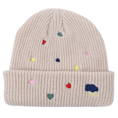 InsStyle Hímzős Szíves Beanie Hat Pépességálló Puha Koponya Kalap síeléshez