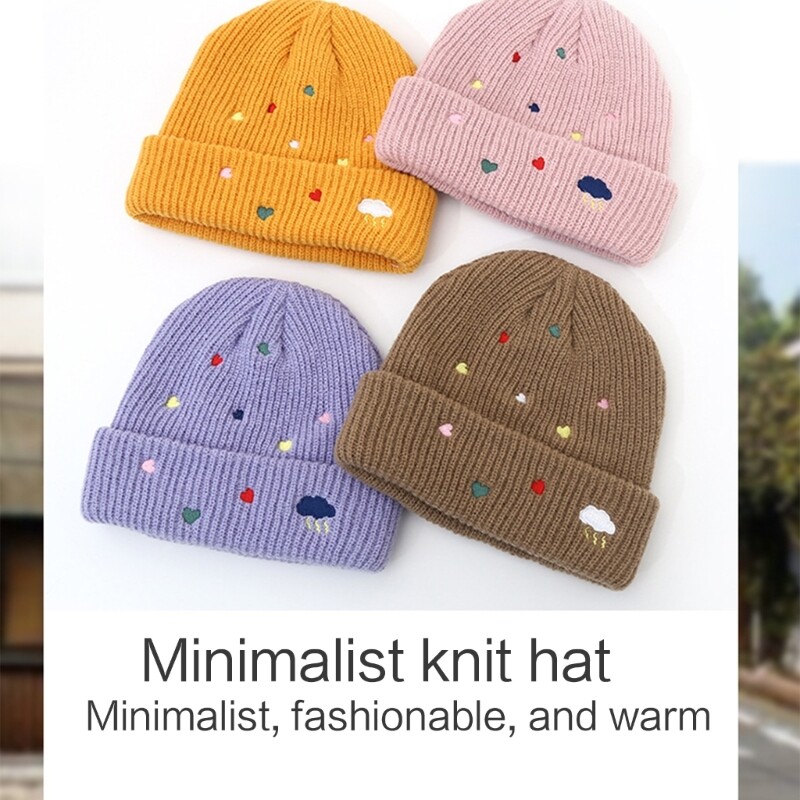 InsStyle Hímzős Szíves Beanie Hat Pépességálló Puha Koponya Kalap síeléshez