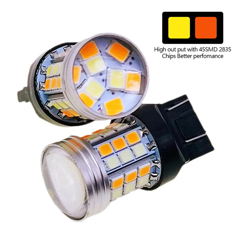 1157 BAY15D/7443 T20/3157 T25 2835 45SMD LED Dual Color Car DRL Semnalizator de marșarier Lumină de frână Indicator de lățime Lumină automată
