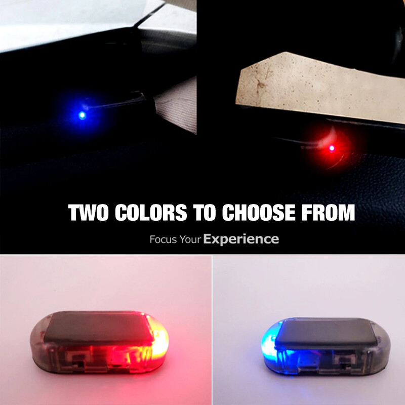 Saulės energija varomas automobilis netikras apsaugos žibintas, imituojamas belaidis įspėjamasis signalas, apsaugantis nuo vagystės, įspėjamoji lemputė LED mirksi imitacinė lempa