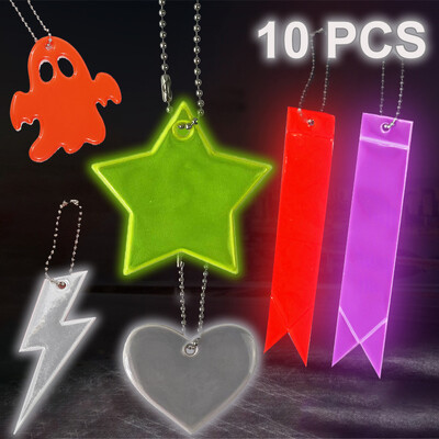 Κρεμαστό μπρελόκ 10PCS Reflective Keychain Ghost,Star,Heart Safety Reflector Τσάντα Κρεμαστό μπρελόκ Αξεσουάρ για Παιδιά Ενήλικες