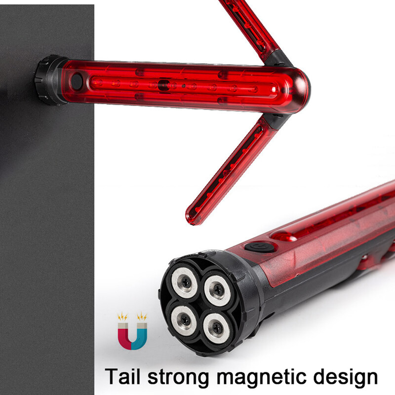 LED-avariituled teeäärsed valgustid kokkupandavad ohutusnoolepulga tuli Magnetalus hoiatussignaal SOS-lambid USB-taskulamp