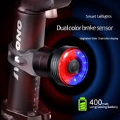 Nutikas rattapidurituli punane sinine 2 värvi hoiatus öösõit 8 särav režiim alarmi ohutus jalgrattatarvikud