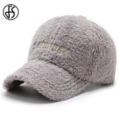 FS Trendy Warm Lambswool Iarna Șepci de baseball pentru bărbați gri roz Snapback Hip Hop femei pălării din lână Șapcă rezistentă la vânt Casquette