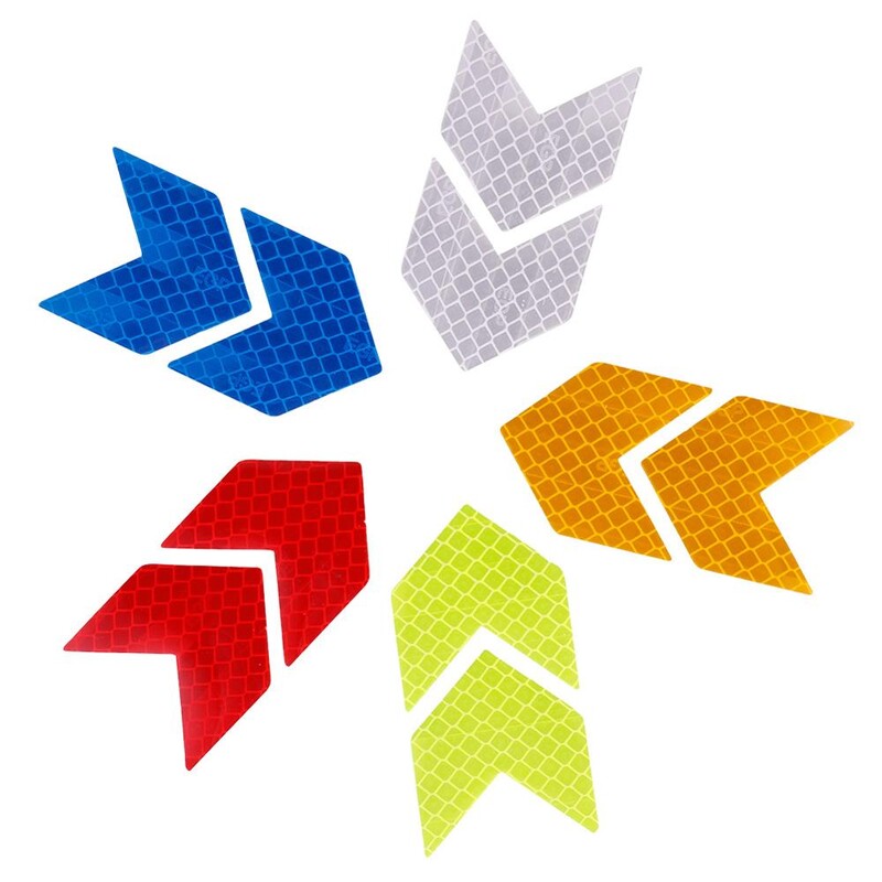 4PCS Reflektirajuća naljepnica za automobil Svjetleće naljepnice upozorenja Strelice Uzorak Motocikl Auto repna šipka Naljepnica za branik Oznaka za sigurnost u prometu