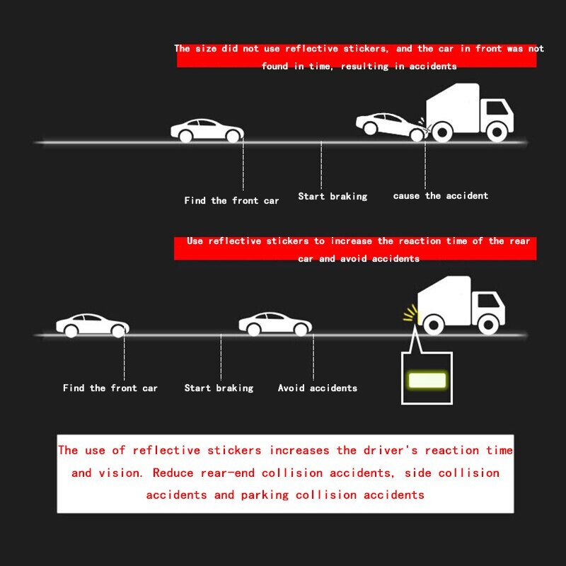 10 komada 3*8cm Reflektirajuće naljepnice za branik automobila Reflektirajuća traka upozorenja Samoljepljiva traka Sigurne reflektorske naljepnice Naljepnice Sigurnosno upozorenje