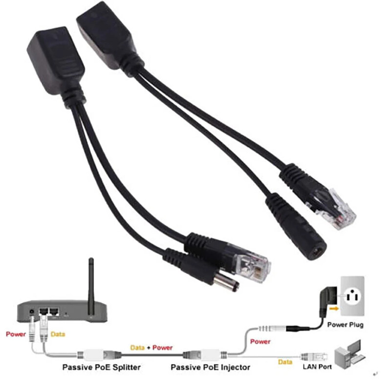 POE kaabel passiivne toite üle Etherneti adapteri kaabel POE splitter RJ45 pihusti toiteallika moodul 12-48v IP-kaamera jaoks