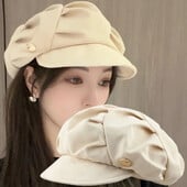 Nove ženske kratke kape Ženske nabrane beretke Šeširi Proljeće Jesen Poliester Ženska korejska moda Gorros Para Hombres Boina Mujer