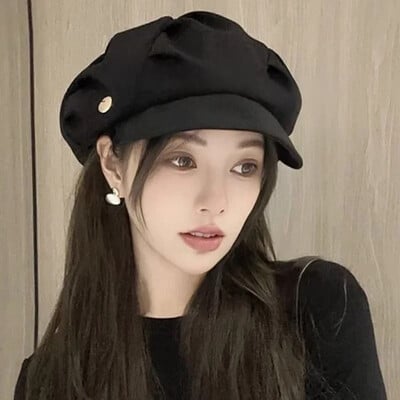 Nove ženske kratke kape Ženske nabrane beretke Šeširi Proljeće Jesen Poliester Ženska korejska moda Gorros Para Hombres Boina Mujer