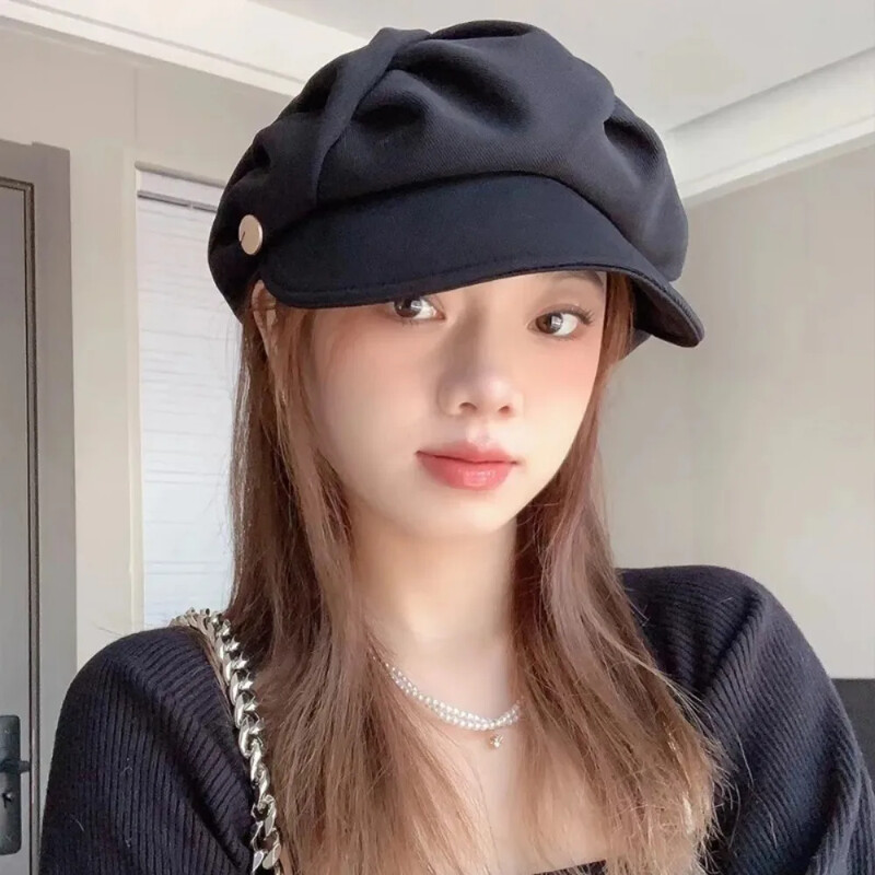 Nove ženske kratke kape Ženske nabrane beretke Šeširi Proljeće Jesen Poliester Ženska korejska moda Gorros Para Hombres Boina Mujer