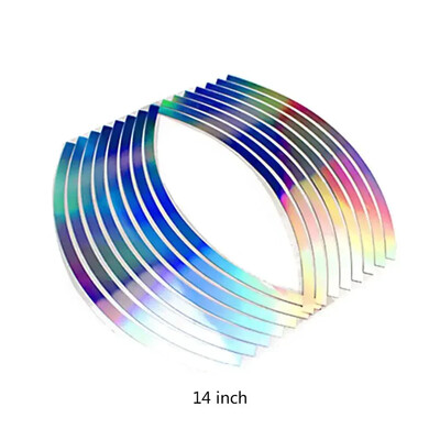 16 bucăți autocolant reflectorizant pentru motociclete din PVC 10/12/14/18 inci bandă laser pentru jante pentru roți pentru motociclete dungi Autocolante pentru mașină