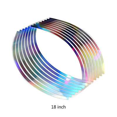 16 bucăți autocolant reflectorizant pentru motociclete din PVC 10/12/14/18 inci bandă laser pentru jante pentru roți pentru motociclete dungi Autocolante pentru mașină