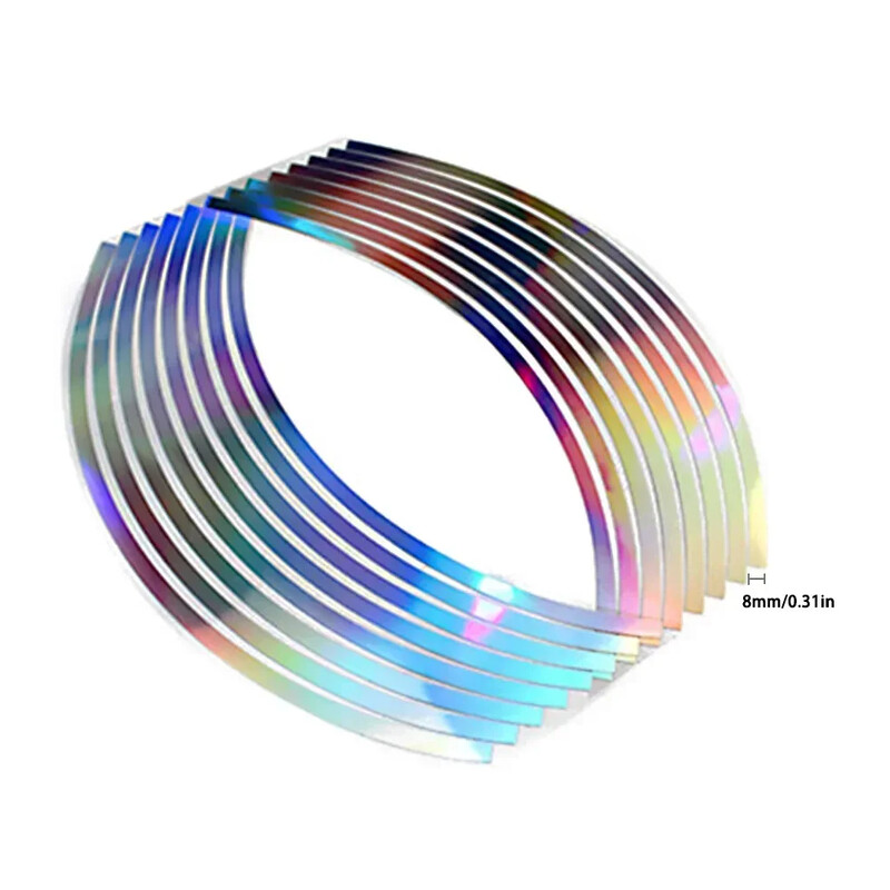 16 bucăți autocolant reflectorizant pentru motociclete din PVC 10/12/14/18 inci bandă laser pentru jante pentru roți pentru motociclete dungi Autocolante pentru mașină