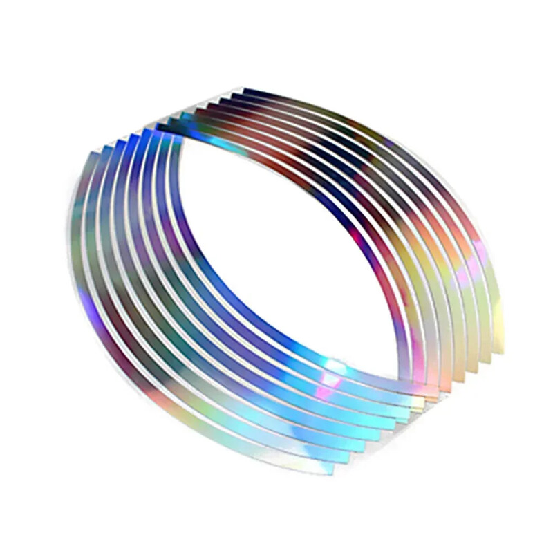 16 bucăți autocolant reflectorizant pentru motociclete din PVC 10/12/14/18 inci bandă laser pentru jante pentru roți pentru motociclete dungi Autocolante pentru mașină