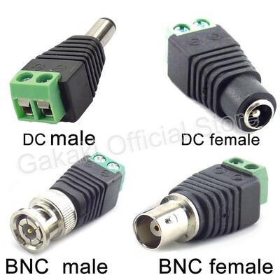 2/5/10db 12V DC BNC apa anya csatlakozó koaxiális CAT5 videó balun adapter csatlakozó led szalagos lámpákhoz CCTV kamera tartozékok