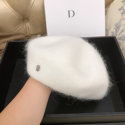 Blană de Iepure Angora Iarnă Femei Beretă tricotată Fashion Letter M Berete de lână Lady Warm Waking Bonnet Beanie Pălărie de pictor pentru fetiță