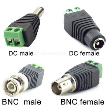 2/5/10 бр. 12V DC BNC мъжки женски конектор Коаксиален Cat5 към BNC женски щепсел за LED лентови светлини Video Balun Аксесоари за камера за видеонаблюдение