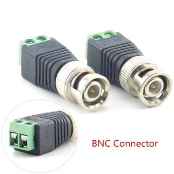 2/5/10 бр. 12V DC BNC мъжки женски конектор Коаксиален Cat5 към BNC женски щепсел за LED лентови светлини Video Balun Аксесоари за камера за видеонаблюдение