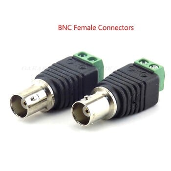 2/5/10 бр. 12V DC BNC мъжки женски конектор Коаксиален Cat5 към BNC женски щепсел за LED лентови светлини Video Balun Аксесоари за камера за видеонаблюдение