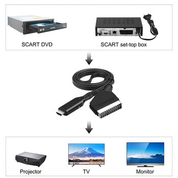 Съвместим с Scart към HDMI конвертор, аудио-видео адаптер за HDTV/DVD/Set-top Box/PS3/PAL/NTSC