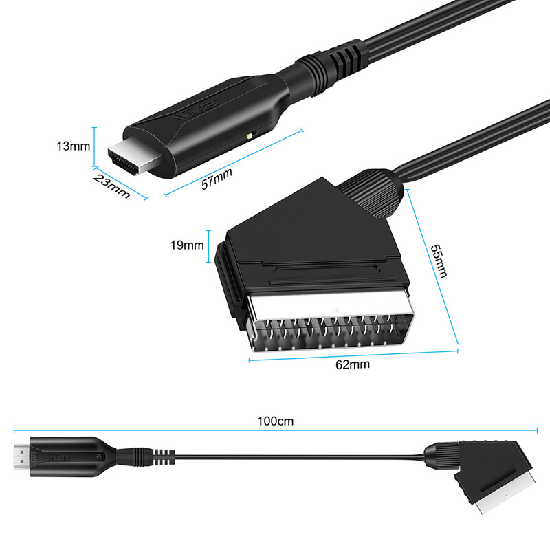 Ar Scart uz HDMI saderīgs pārveidotāja audio video adapteris HDTV/DVD/televizora pierīcei/PS3/PAL/NTSC
