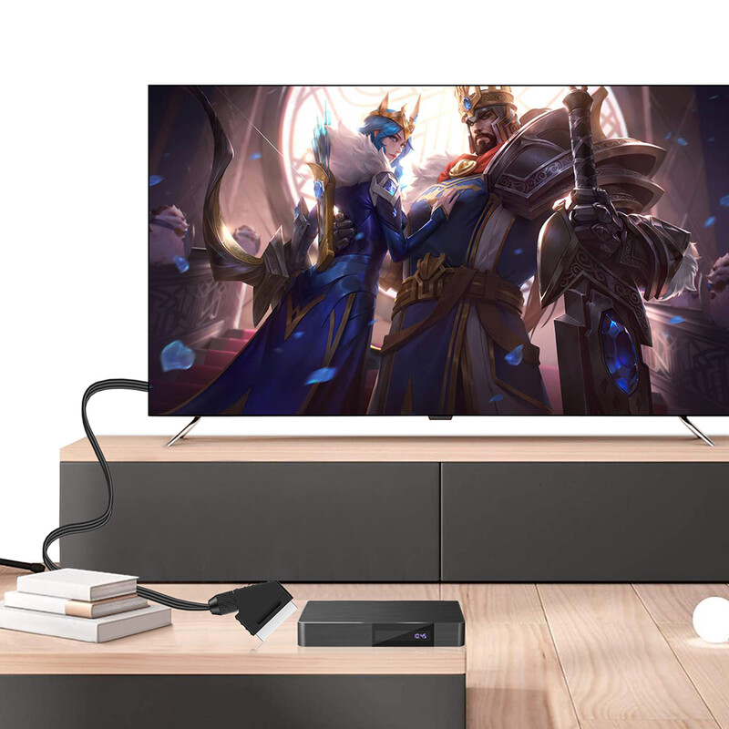 Ar Scart uz HDMI saderīgs pārveidotāja audio video adapteris HDTV/DVD/televizora pierīcei/PS3/PAL/NTSC