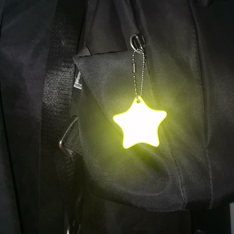 4,5 cm zaobljena zvijezda, reflektirajući privjesak, privjesak, torbica, dodaci, reflektorski privjesci za vidljivu noćnu sigurnost u prometu