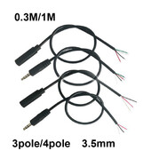 3,5 mm 3 kontaktiga 4 kontaktiga südamikuga isane aux pistik 0,3 M 1 M heli pikenduskaabel lisapea 3,5 mm stereo DIY helijuhe w2