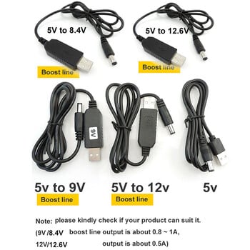 Адапторен кабел DC 5V към USB 9V 8.4V 12V 12.6V Модул Step UP Линеен преобразувател за усилване на мощността за PC лаптоп Рутер 5.5X2.1mm щепсел W1