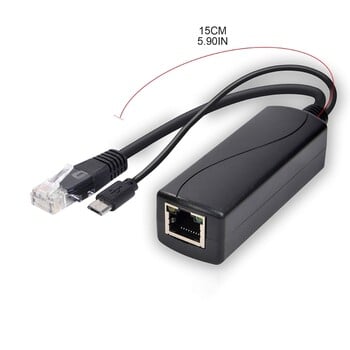 POE Ethernet Power Over Splitter 48V to 5V MicroUSB Type C DC5.5x2.1 DC3.5x1.35 R9UA