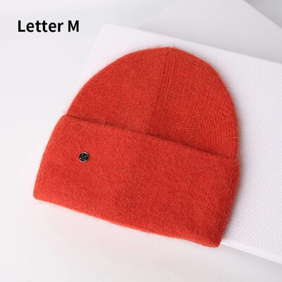 2024 Pălărie de iarnă din tricot angora, pentru femei, cu blană de iepure, tricotaje pufoase, bonete din Coreea de lux, pentru femei, moale, calde, skullies.