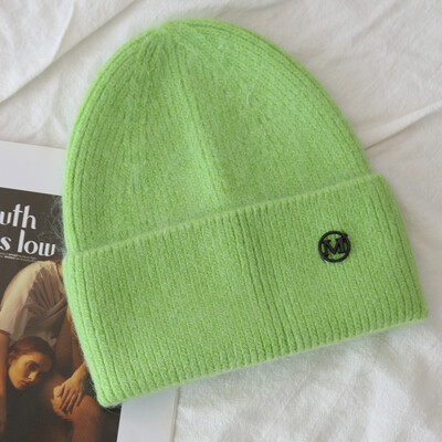 2024 Pălărie de iarnă din tricot angora, pentru femei, cu blană de iepure, tricotaje pufoase, bonete din Coreea de lux, pentru femei, moale, calde, skullies.