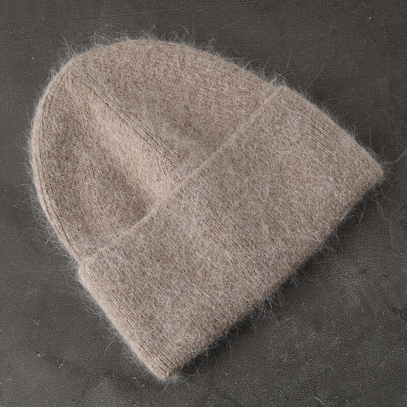 2024 Pălărie de iarnă din tricot angora, pentru femei, cu blană de iepure, tricotaje pufoase, bonete din Coreea de lux, pentru femei, moale, calde, skullies.