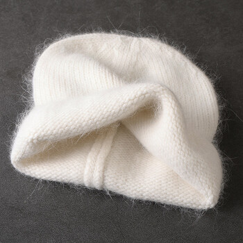 Μόδα Angora Rabbit Fur Winter Hat for Women Knit Beanies Warm Outdoor Ski Cold Knitted Beanie Hat Χονδρικό