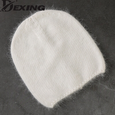 Μόδα Angora Rabbit Fur Winter Hat for Women Knit Beanies Warm Outdoor Ski Cold Knitted Beanie Hat Χονδρικό