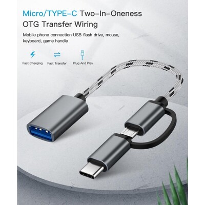 2 σε 1 Καλώδιο προσαρμογέα USB 3.0 OTG Type-C Διασύνδεση Micro USB σε USB 3.0 Καλωδιακή γραμμή φόρτισης για μετατροπέα κινητού τηλεφώνου για κινητό τηλέφωνο