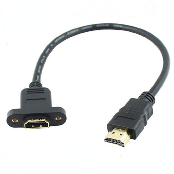 Удължителен кабел HDMI-съвместим от мъжки към женски с винтов монтаж на панел позлатен конектор за видео адаптер 50 см 1 фут 1080P HDTV